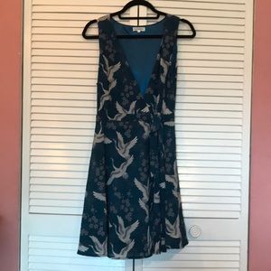 Teal crane wrap dress